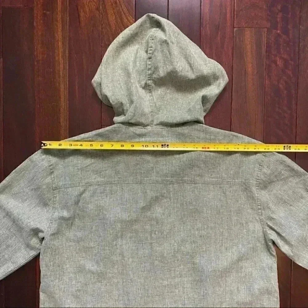 Avon Linen Jacket Cropped Lightweight Spring Fall Hood Olive Green Large - Picture 11 of 16